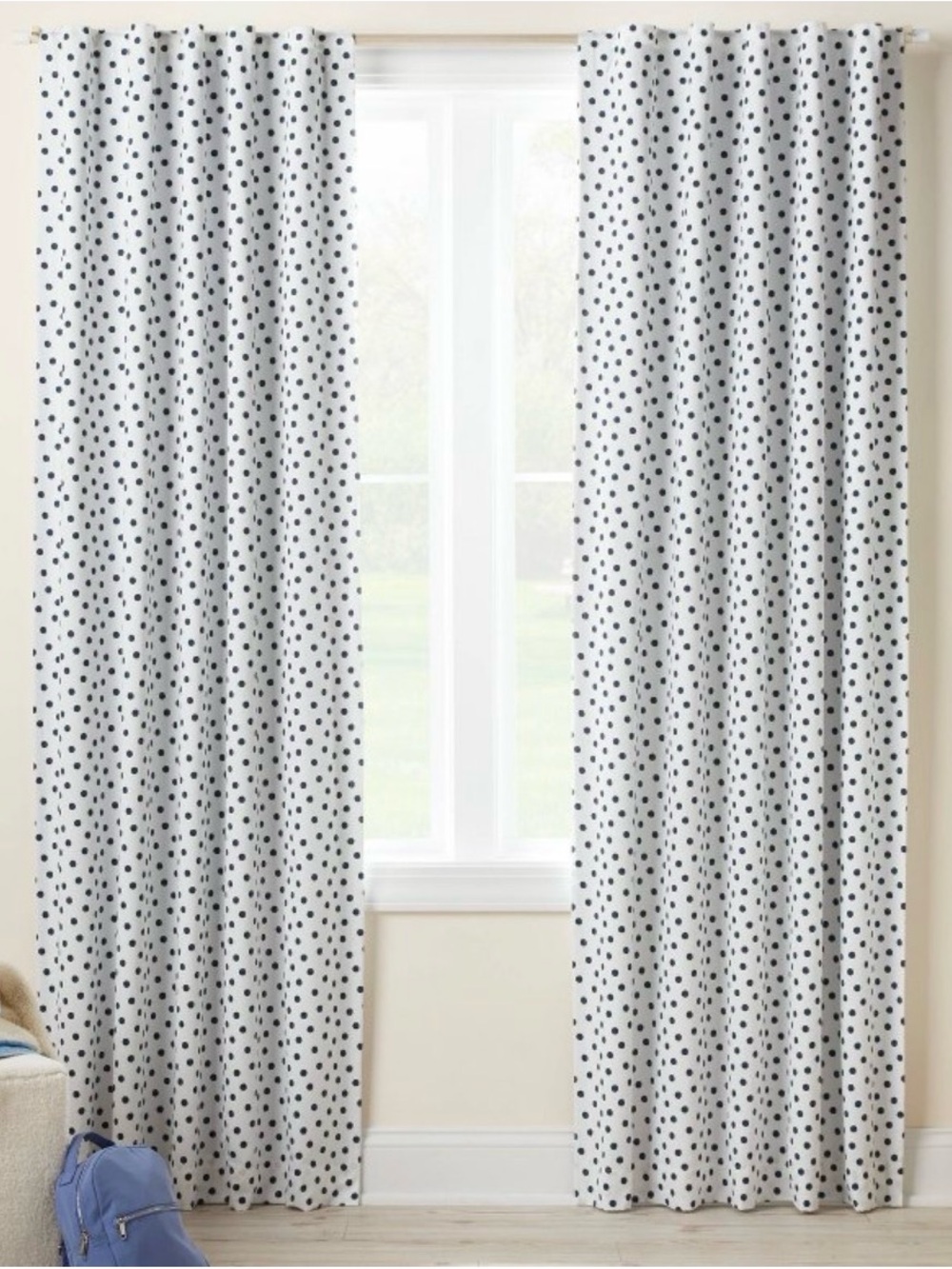 Pillowfort Blackout Curtains 42”x95”  Navy Dot on White Set of 2 New in package